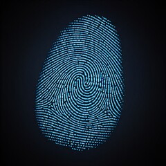Blue fingerprint on a black background.