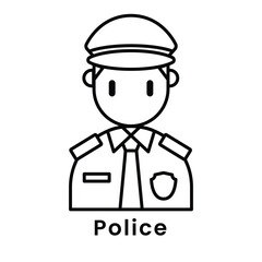 avatar character police cartoon design style, Editable vector stroke outline