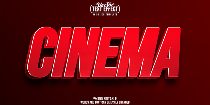 Cinema editable text effect, customizable movie and film 3d font style