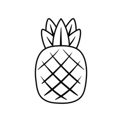Obraz premium Black Line Pineapple Tropical Summer Fruit Cartoon Doodle Icon Vector Illustration