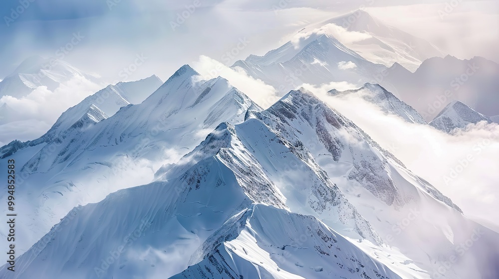 Wall mural panorama_of_winter_mountains_in_caucasus_regionelbr