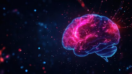 Colorful illustration of a brain with vibrant energy on a dark background.
