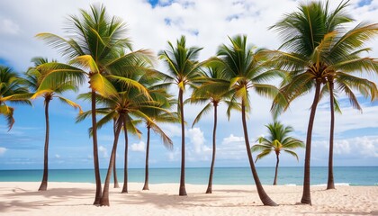 Fototapeta premium Palm trees on a summer beach in Mexico