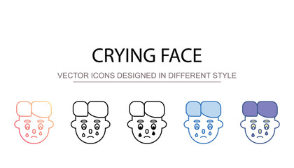 Crying face icon design with white background stock illustration