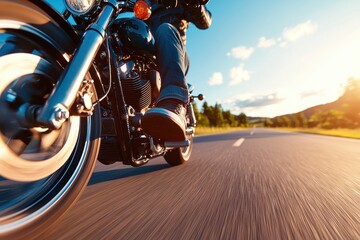 Close-Up of Riders Wearing Boots on Motorbikes