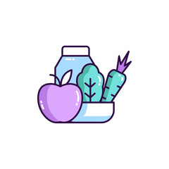 Fitness healthy food and nutrition for diet colored icon