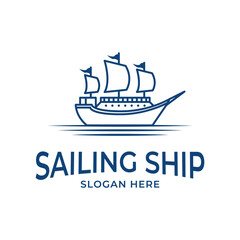 sail ship logo design concept idea pirate old template
