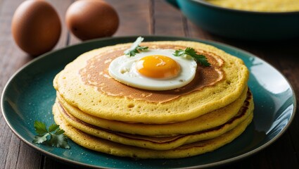 Sri Lankan hoppers fermented rice flour pancakes with egg closeup
