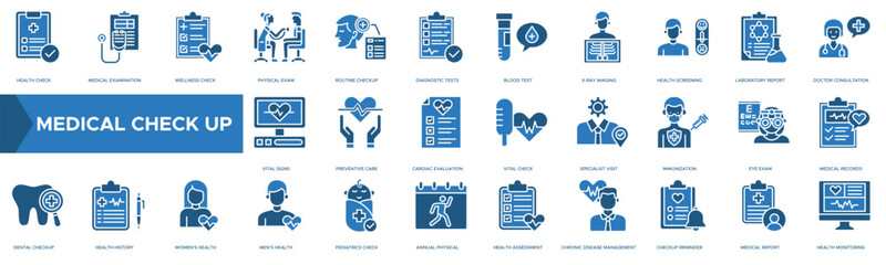 Medical check up icon. Health Check, Medical Examination, Wellness Check, Physical Exam and Routine Checkup