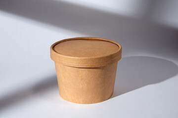 Eco paper tableware soup cup, food container, isolated on white background