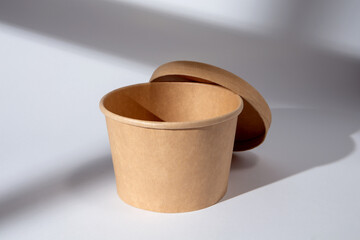 Eco paper tableware soup cup, food container, isolated on white background