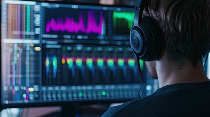 Focused on Music Production with Visual Audio Graphics