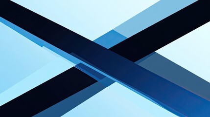 Abstract Geometric Composition with Intersecting Blue and Black Stripes