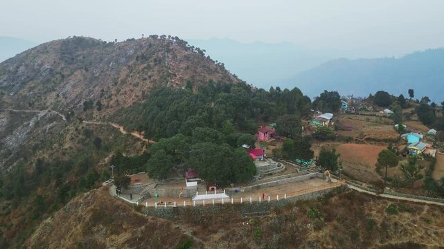 Karkotak Mahadev Temple Bhimtal drone view