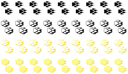 Set collections colourful stylish corsac Animal footprint icon. corsac paw print walking symbol vector illustration