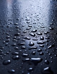 Water droplets on a dark surface