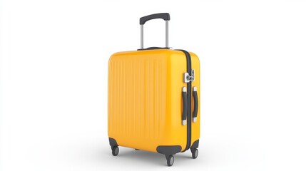 A yellow suitcase with a lock on it