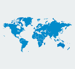 Modern blue World map vector illustration