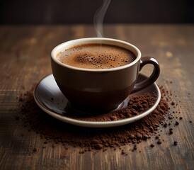 Fototapeta premium A cup of coffee with a lot of chocolate powder on top ai gegerate 