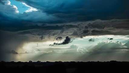 Fototapeta premium Stormy late afternoon sky with heavy clouds