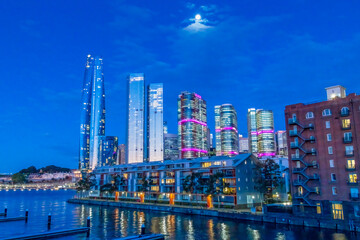 Scenic night city views from Pyrmont, Sydney