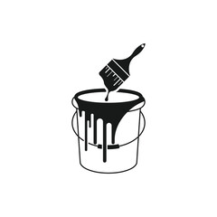 brush and paint can icon vector