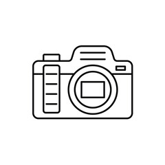 Camera outline icon on white background. Editable stroke. Vector illustration.