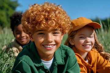 Happy Children Embracing Nature Surrounded by Sunlight and Fun