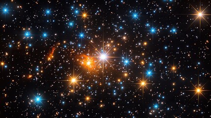 Fototapeta premium A star field in deep space reveals a vast expanse filled with numerous celestial bodies.