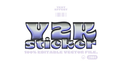 Y2K  metallic sticker text effect. 100% editable vector.