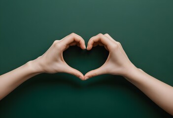 Fototapeta premium Green Chalkboard Hand Heart Love thank you love you 