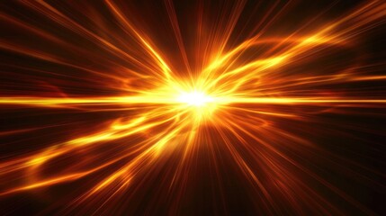 Abstract Light Burst Radiates Golden Rays, Bright and Intense, Background for Design