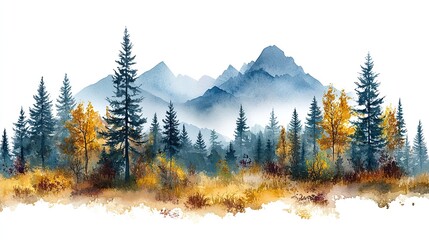 A watercolor illustration of a forest and trees, set against a white background for a clean, natural look.
