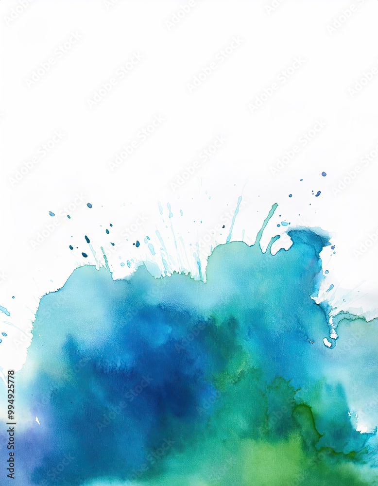 Wall mural abstract blue watercolor art