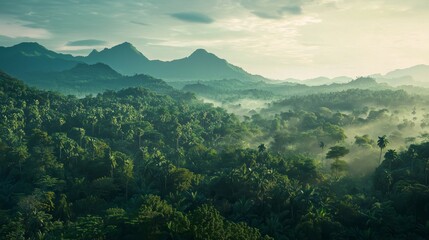 Obraz premium Lush Tropical Rainforest View in Thailand