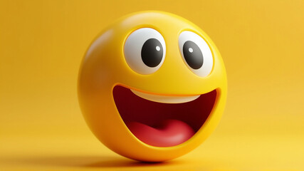 A cheerful yellow smiley face against a yellow background. World Smile day, Emoji Day and Laughter Day. World Smile day concept