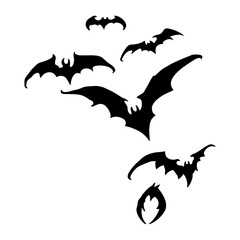 Illustration of flying bats, source design