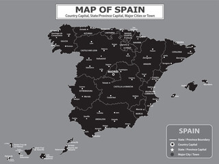 Obraz premium Geography Political map. Political map of country with capital, province or state capital, major cities and town.