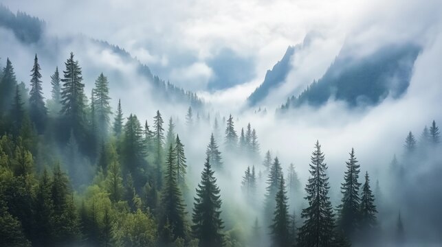 Fototapeta fog in the mountains