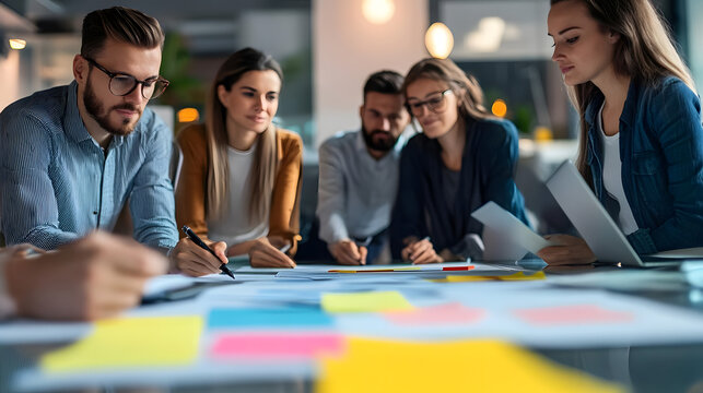 "Focused Team Collaboration: Creative Planning and Strategy Session"