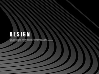 Dark black background with abstract futuristic pattern with wave design. Realistic 3d wallpaper with luxurious flowing lines. Perfect background for posters, websites, brochures, banners, apps, etc.