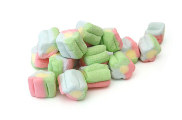 Lots of little marshmallows on white