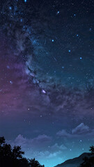 Fototapeta premium Wallpaper with a calming night sky filled with twinkling stars and a crescent moon