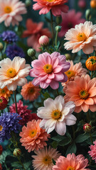 Wallpaper filled with vibrant, delicate flowers in full bloom