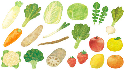 冬の食べ物イラストセット