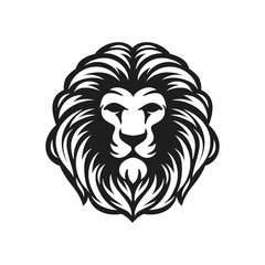 lion head mascot logo vector illustration black and white