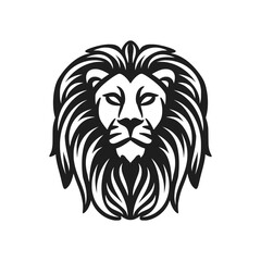 lion head mascot logo vector illustration black and white