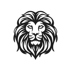 lion head mascot logo vector illustration black and white