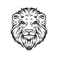 Obraz premium lion head mascot logo vector illustration black and white
