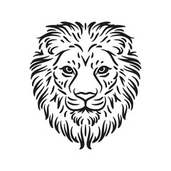 lion head mascot logo vector illustration black and white